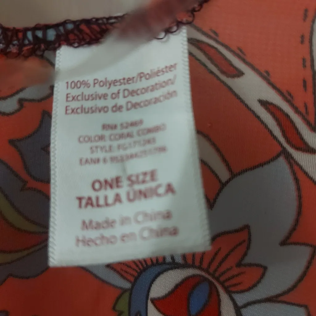 Floral Tasseled Wrap Swim Beach Coverup O/S Nautical Bohemian Costal MuMu Summer Orange Size undefined - Image 7