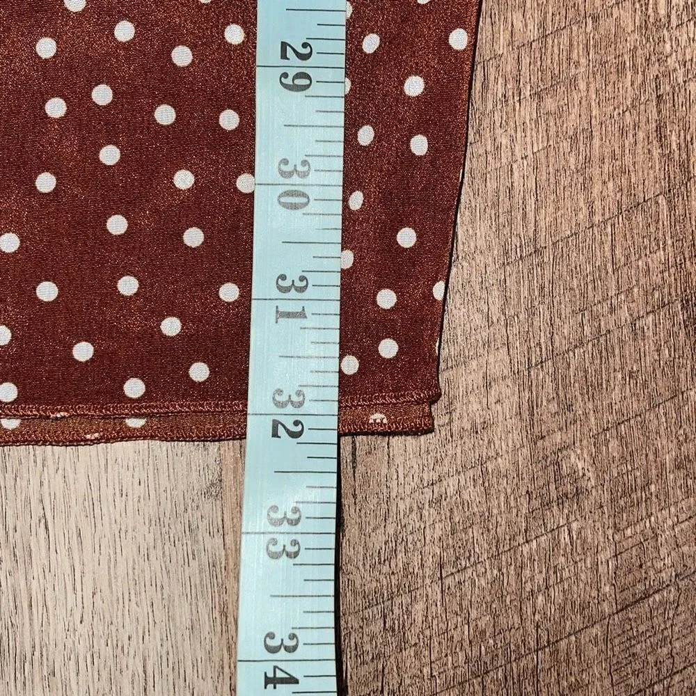 Exlura Women's High Waist Elastic Polka Dot  Pleated Midi Tiered Skirt Brown Sma - Image 8