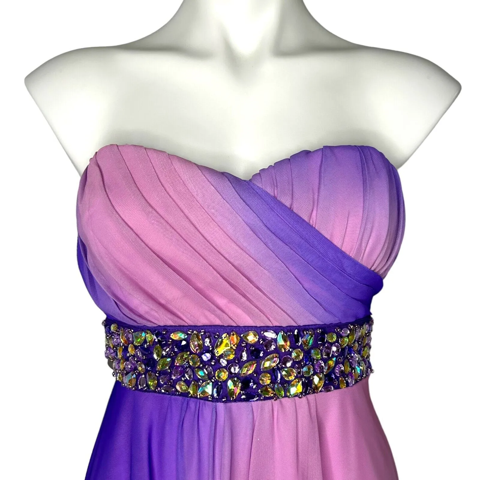 New SEQUIN HEARTS Purple Ombre Strapless Maxi Dress Prom Hoco Formal‎ Sz 5 - Image 2