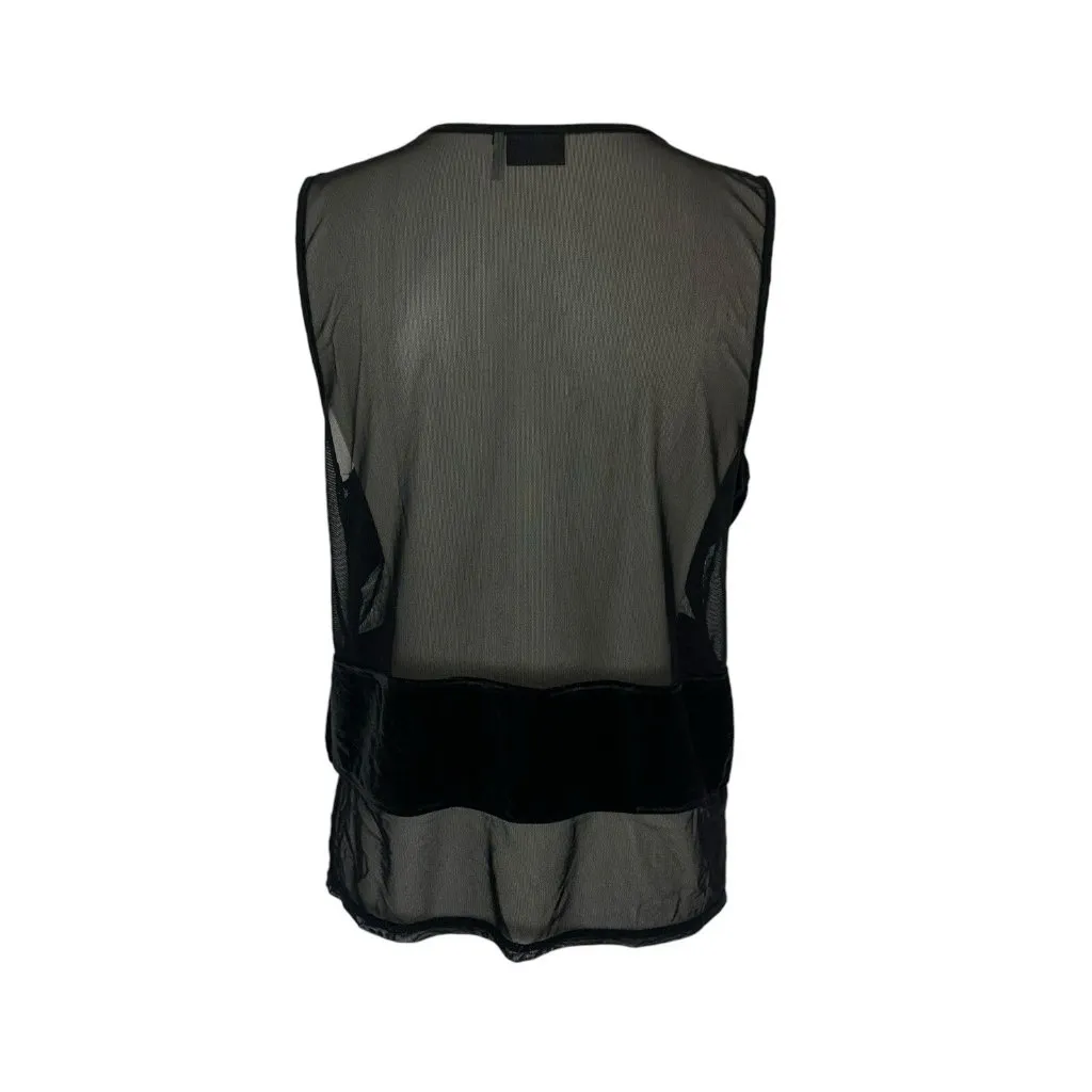 Sparkle Fade Top Medium Black Sheer Mesh See Through Club Sexy - Image 4