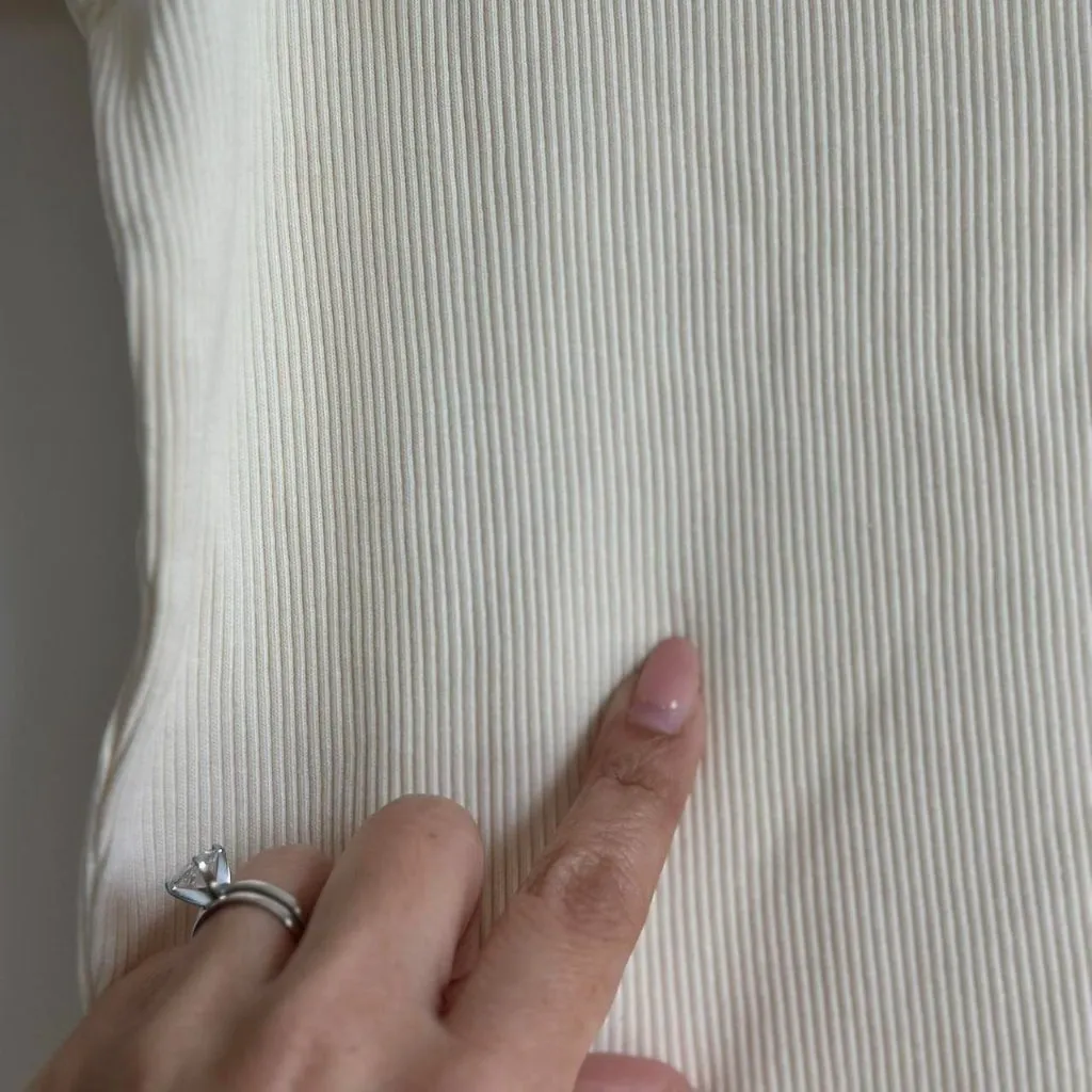 Madewell Garment-Dyed Ribbed Crewneck Pocket Tee in Vintage Ivory, Size Large - Image 8