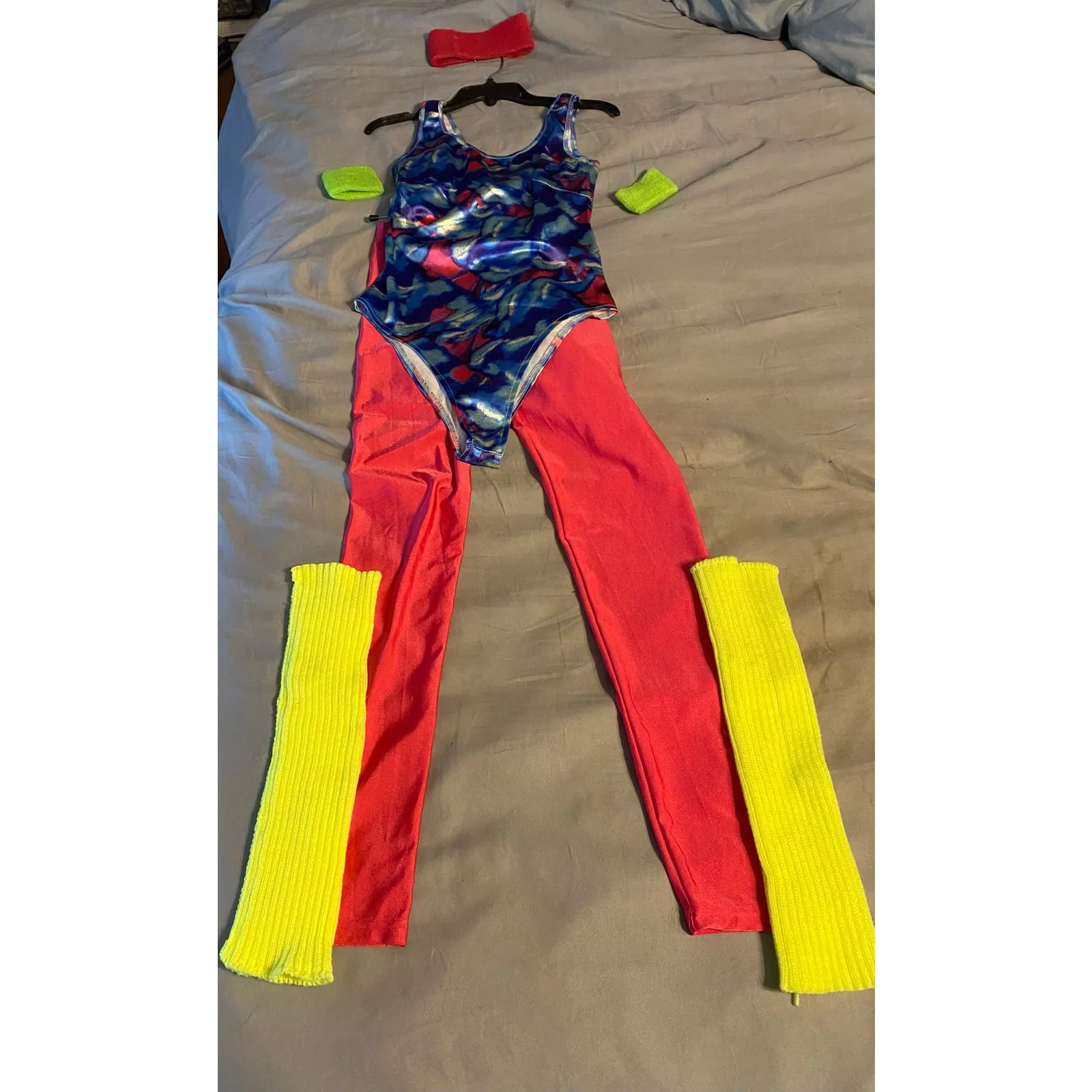 NWOT 80s Fitness Costume Women 5Pcs Colorful Jumpsuit Vintage Aerobic Clothing S - Image 2