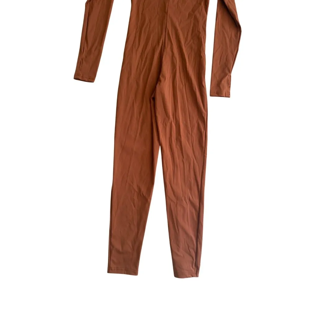 LA FOI Light Brown Tan One Piece Stretch Jumpsuit Size Medium - Image 3