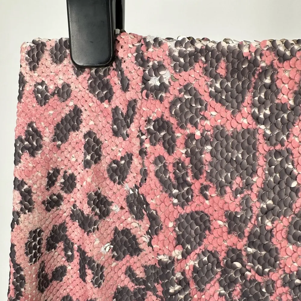 Free People Skinny Pink Cheetah Sequin Mini Skirt Size 8 NWT - Image 9