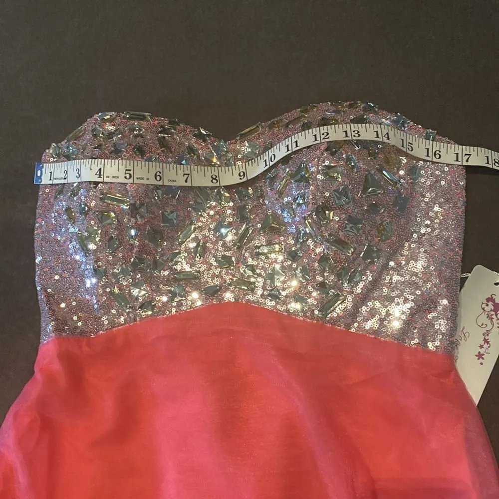 Women’s Pink Full Length Sparkly Tulle & Sequined Prom Party Dress Size S NWT - Image 10