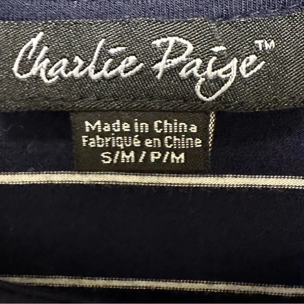 Charlie Paige sleeveless navy & white striped pocket top - Image 4
