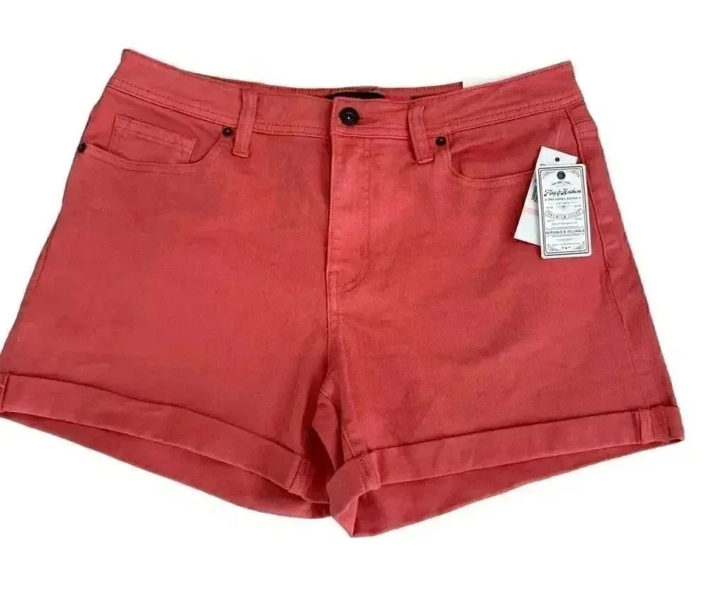 Flag & Anthem Rust Orange Cotton Blend Casual High Rise Sporty Comfy Soft Premiu Orange Size 10 - Image 1