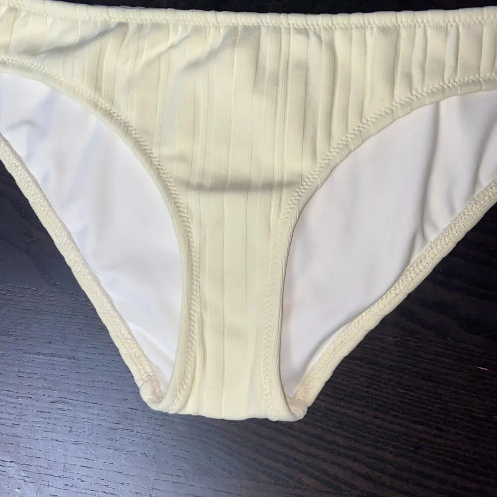 NWOT Solid & Striped Yellow Blonde Rib Ribbed Elle Bikini Bottoms Women's Large - Image 4