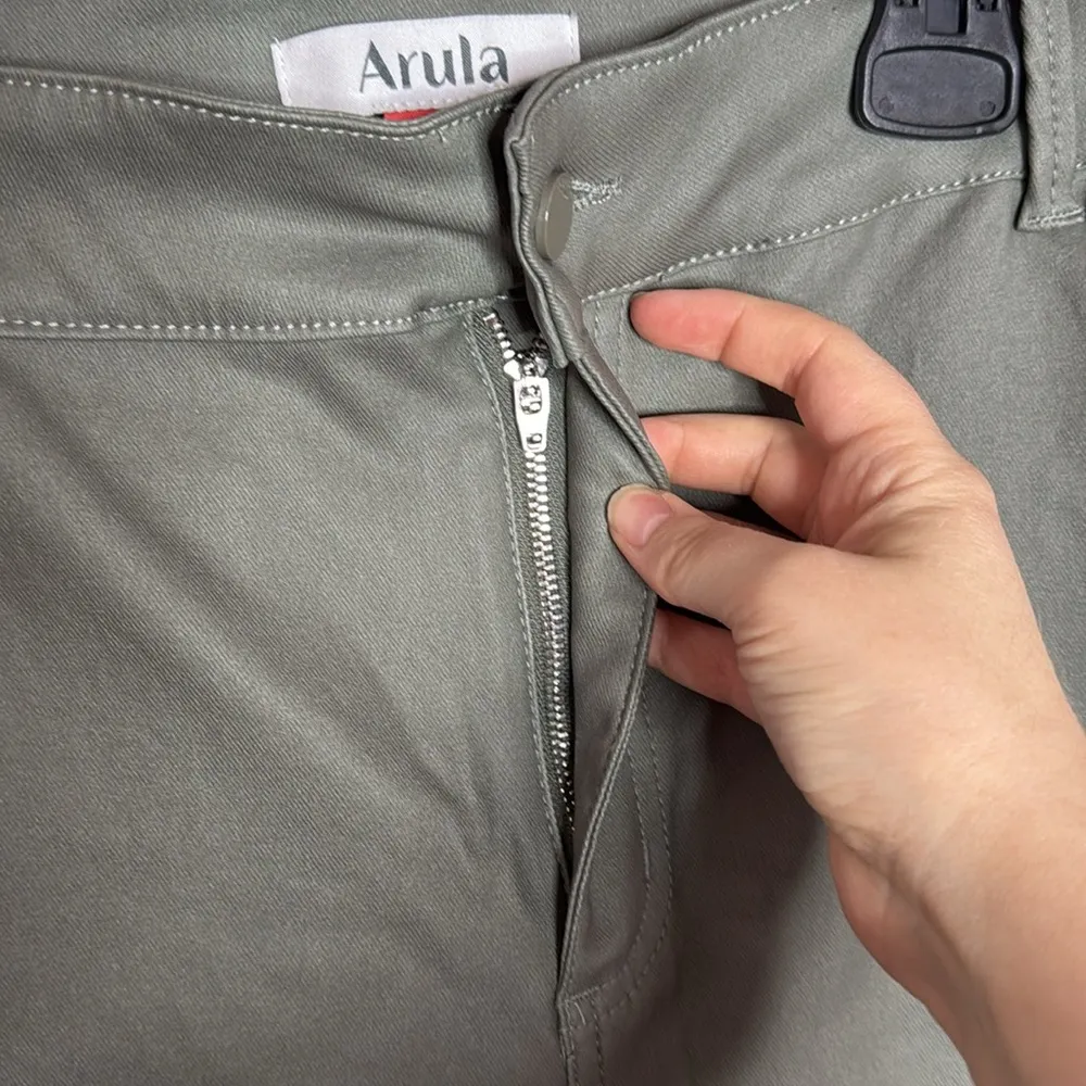 Arula coated denim straight leg pants in Sage size 20 Green - Image 6