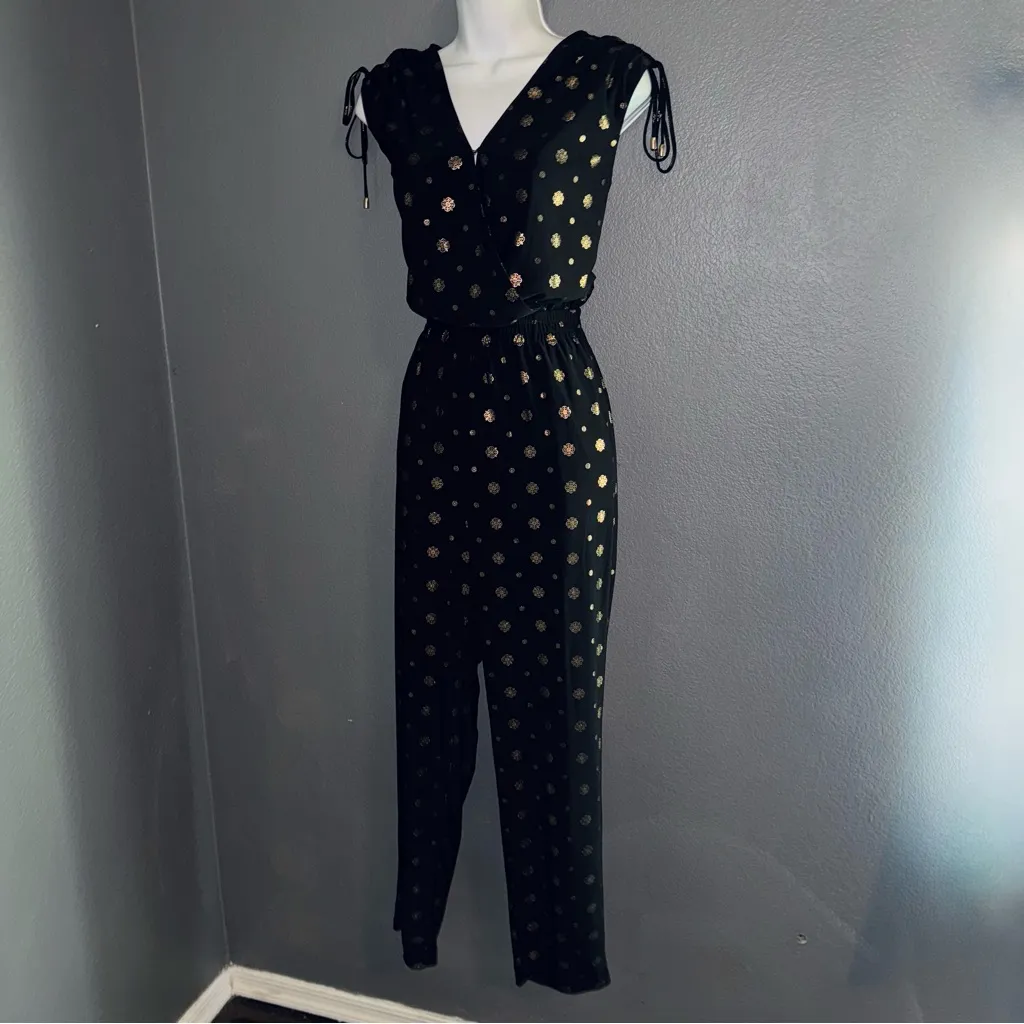 White House Black Market WHBM Black & Gold Sleeveless Jumpsuit Womens size Small - Image 3