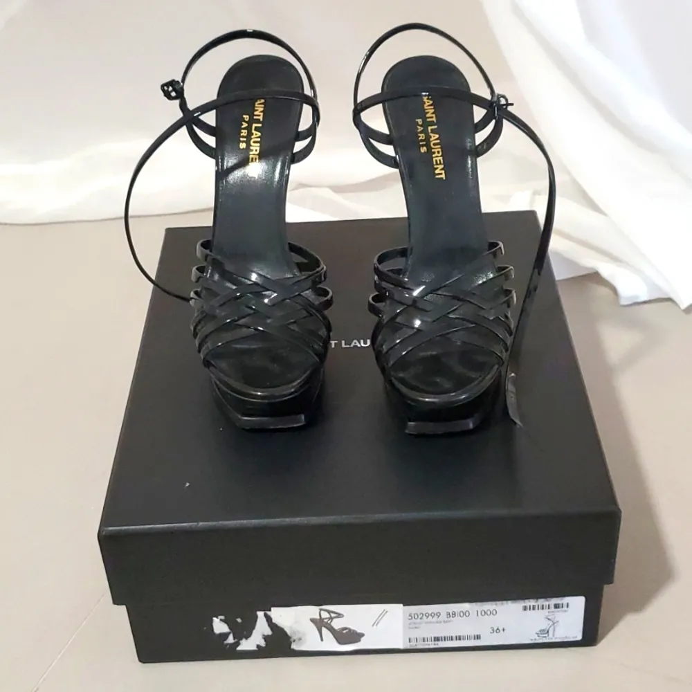 New! Saint Lauren Female Sandals Black Leather - Image 2