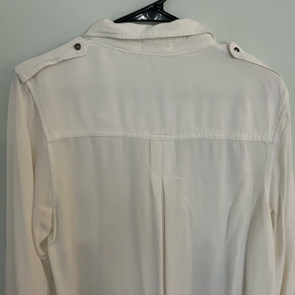 Rag Poets button up long sleeve shirt, soft cream color. Front pockets - Image 8