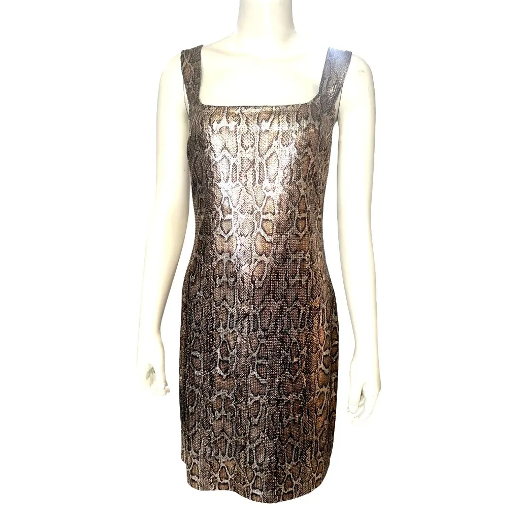 L’Agence 8P Bronze Metallic Python Print Mini Dress Glamcore Bodycon Night Luxe - Image 2