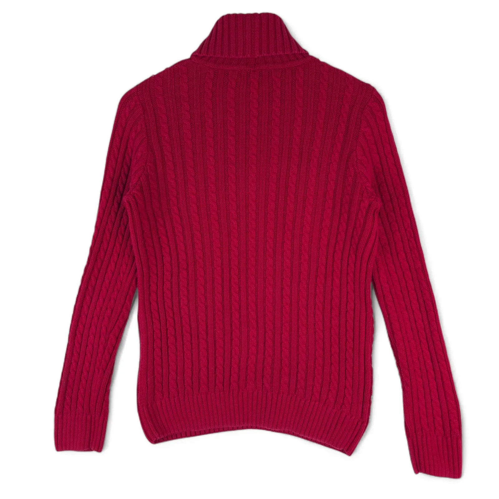 Croft & Barrow Cable Knit Turtleneck Sweater Women Small Red Cotton Winter Cozy - Image 3