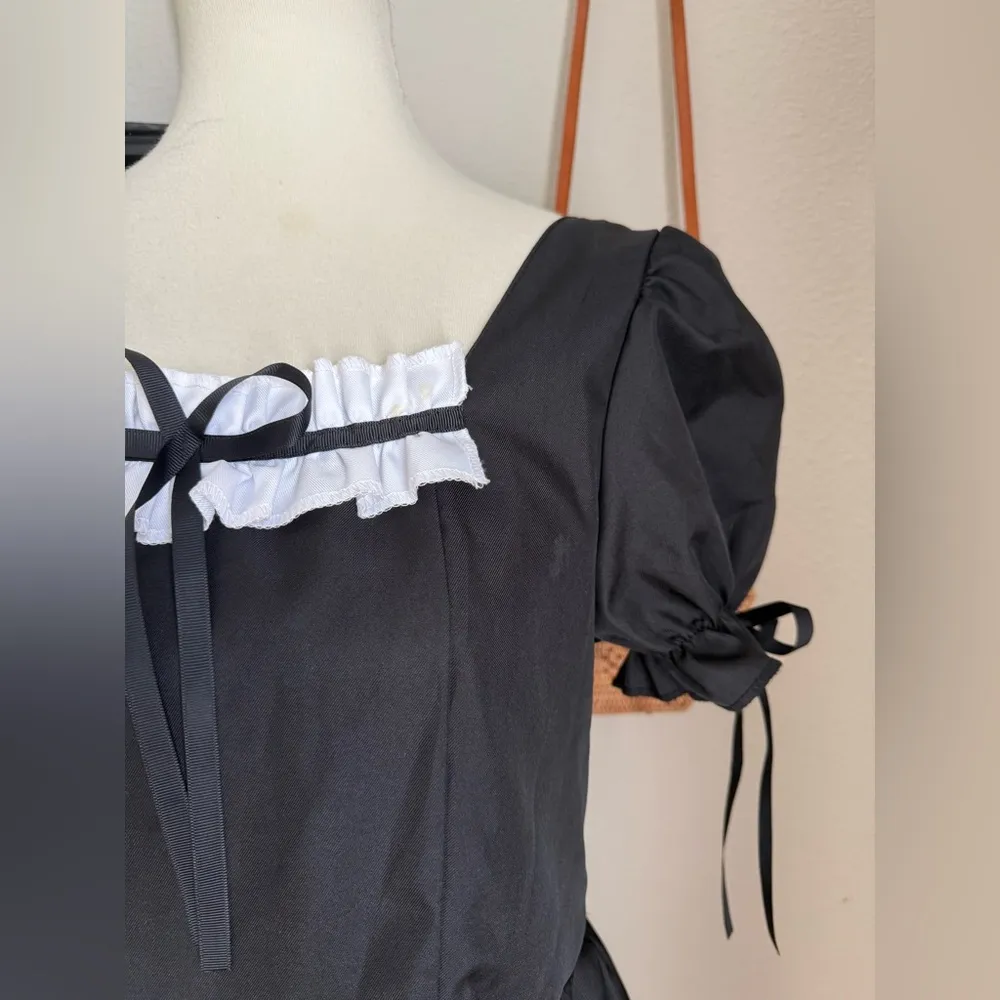 Black Ruffle Short Sleeve Dress, Size Small - Image 5