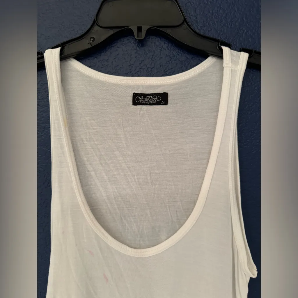 Lauren Moshi Paint Splatter Women’s White Micro Modal Tank Top Size Small - Image 6