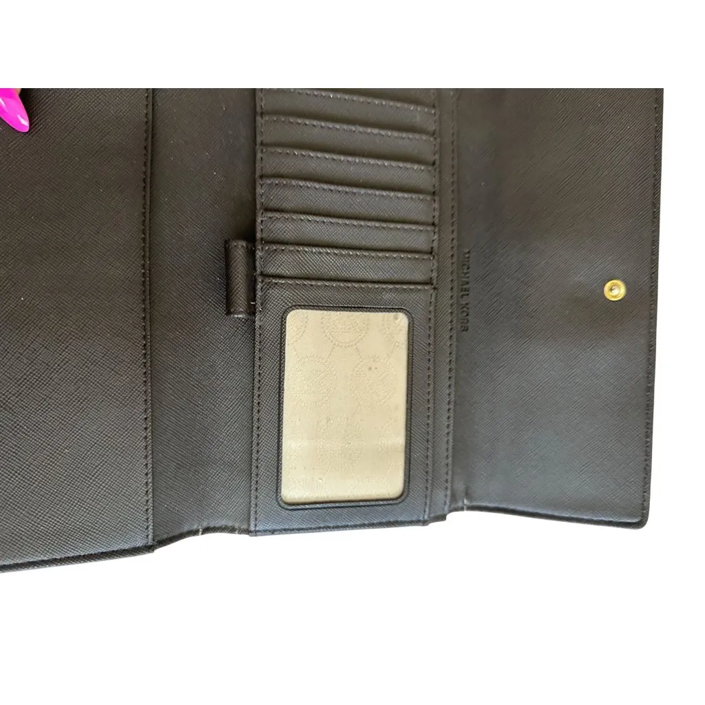 MICHAEL KORS Brown Logo Leather Clutch Wallet - Image 4