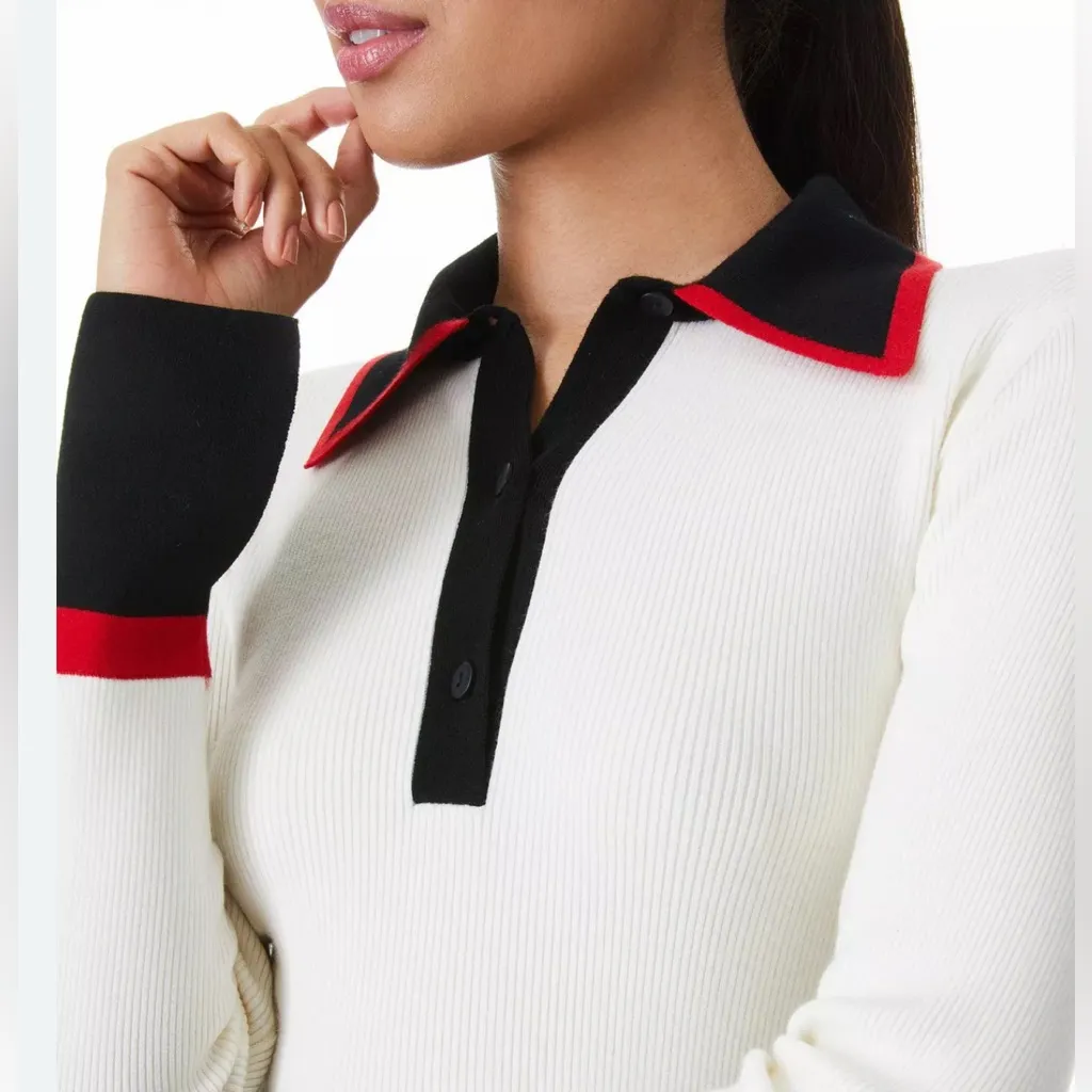 Alice + Olivia  Pia Rib Knit Wool Blend Polo Size S - NWT - Image 4