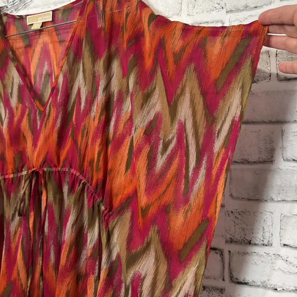 Michael Kors Chevron Patterned Tunic in Pink, Orange,‎ and Tan size S/M - Image 2