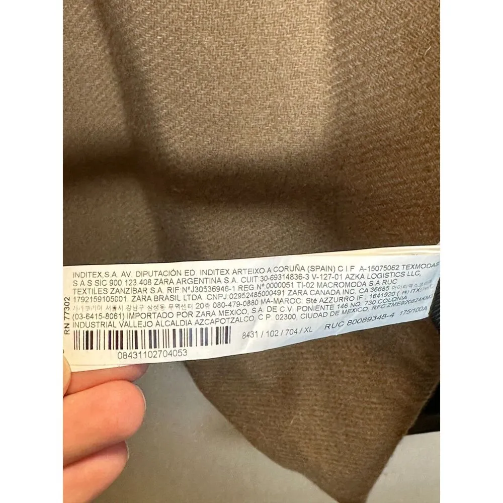 Zara Women's 8431/102/704 Size XL Camel Wool Blend Coat One Button EUC - Image 10