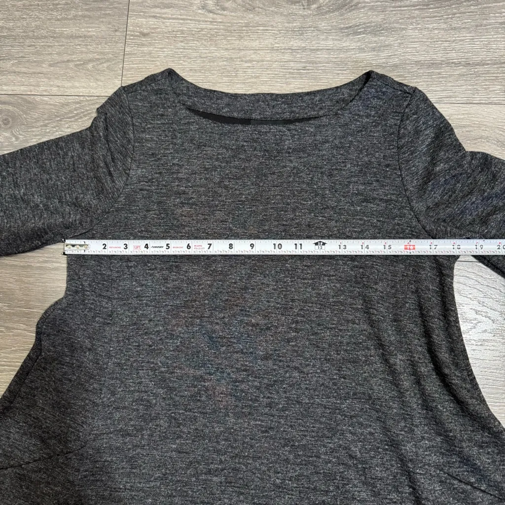 ADRIENNE VITTADINI Swing Dress Charcoal Grey Knit 1/2 Sleeve Minimalist Pocket M - Image 10