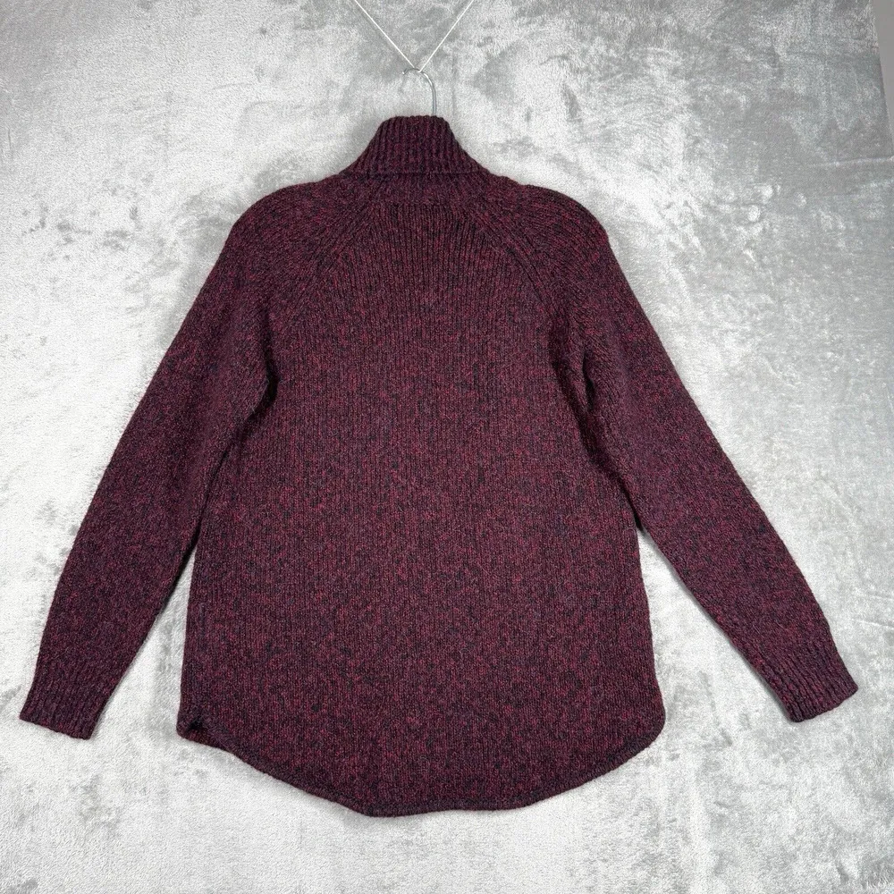 Michael Michael Kors Sweater Womens Small Burgundy Marled Knit Turtleneck Preppy - Image 3