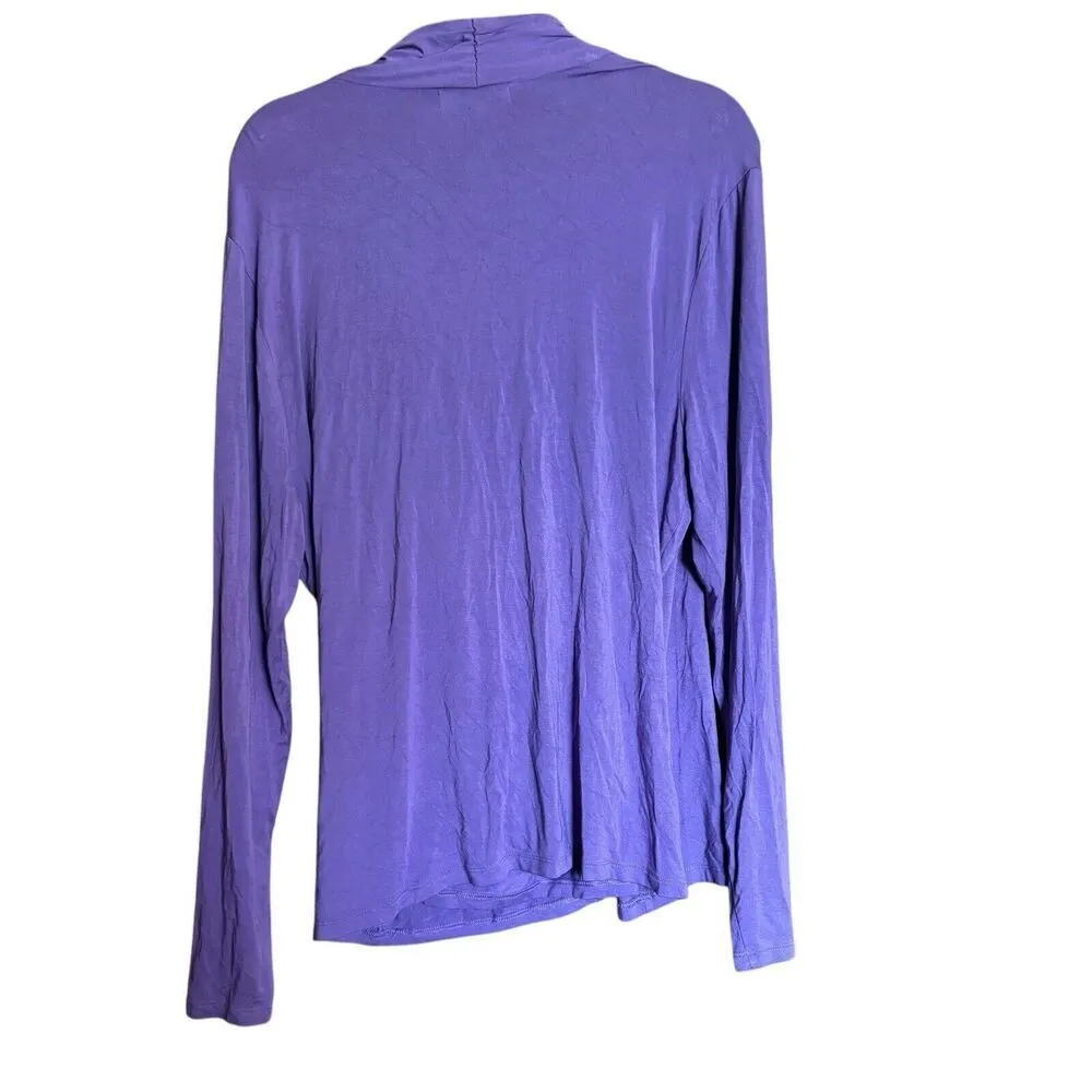 Lauren Ralph Lauren Surplice Top XXL Lilac Ruched Stretch Long Sleeve Blouse - Image 6