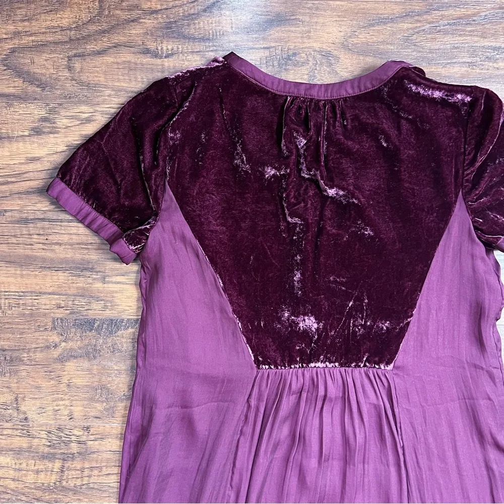 Maeve • Anthro Ingrid velvet dress burgundy shift mini tunic maroon wine silk - Image 11