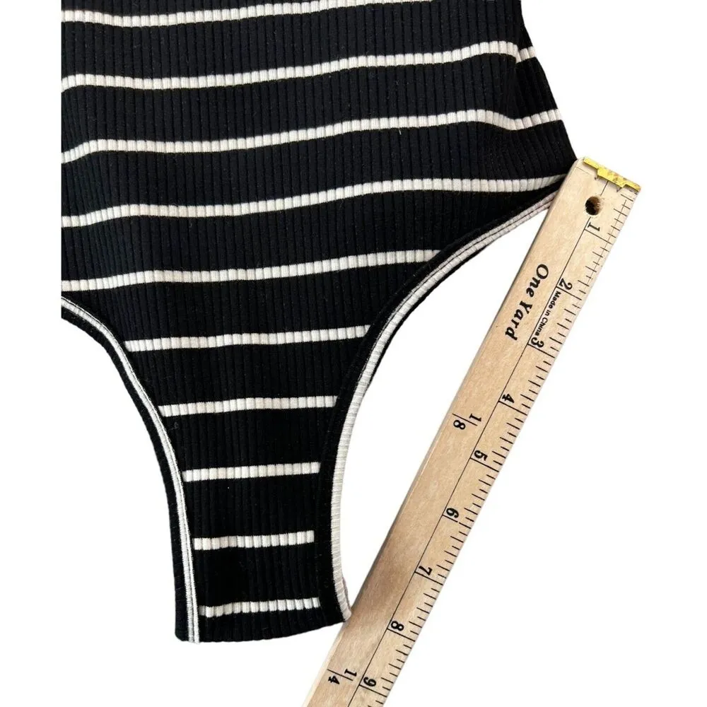 Flynn Skye Brianna Bodysuit Womens XS-S Black Striped Ribbed Stretch Revolve New - Image 12