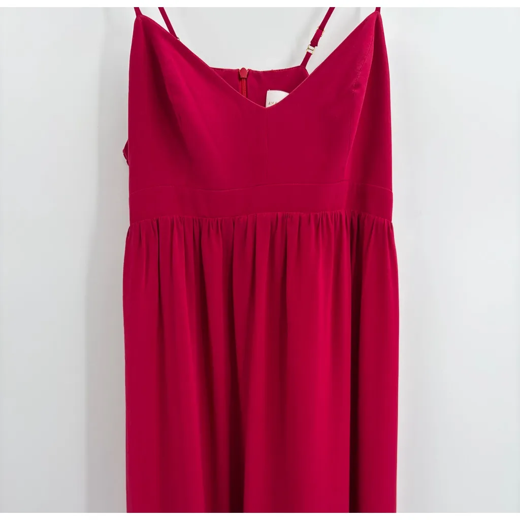 Amanda Uprichard Maxi Dress silk Red Spaghetti Strap Formal Evening Gown large - Image 4
