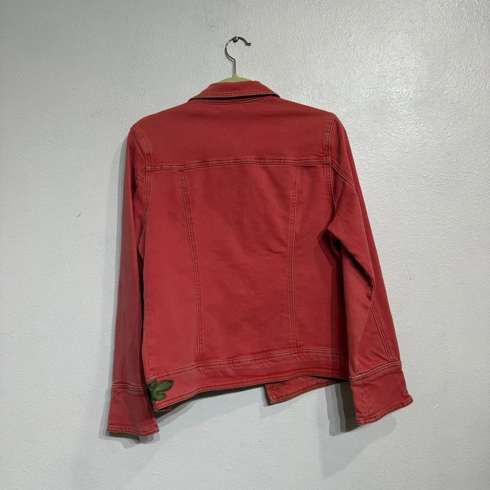 Luxe Moda Pink Denim Floral Embroidered Jean Jacket Sz NWT - Image 10