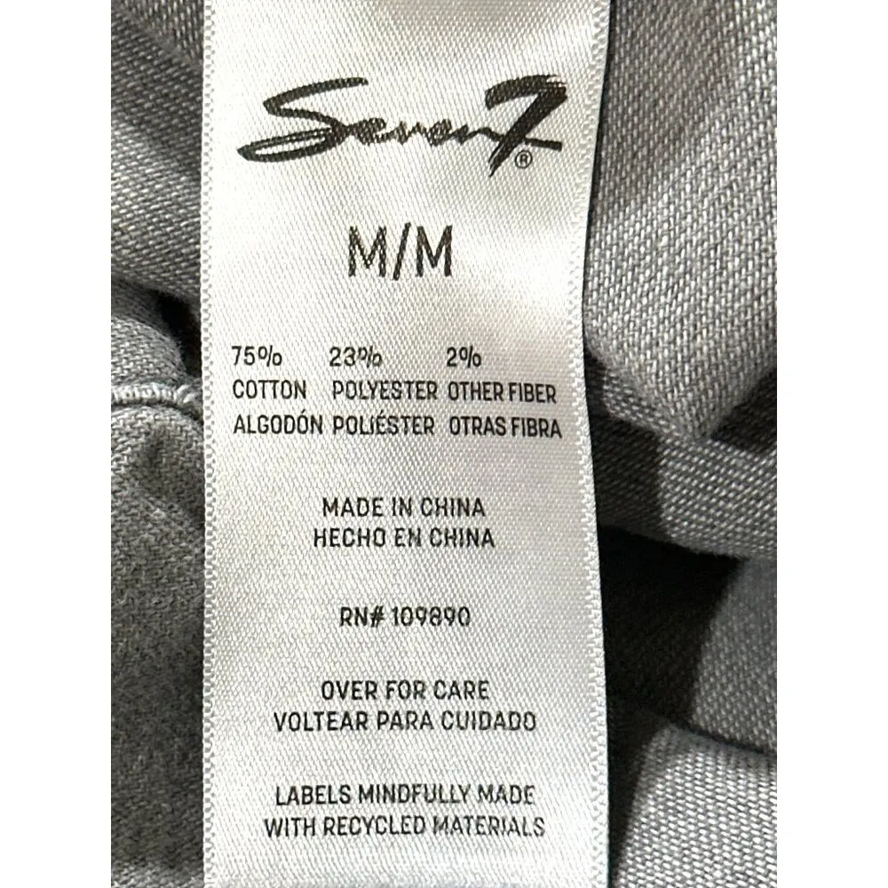 Seven7 Denim Gray Long Sleeve Button Up Shirt Cotton Blend Collar Size Medium - Image 6