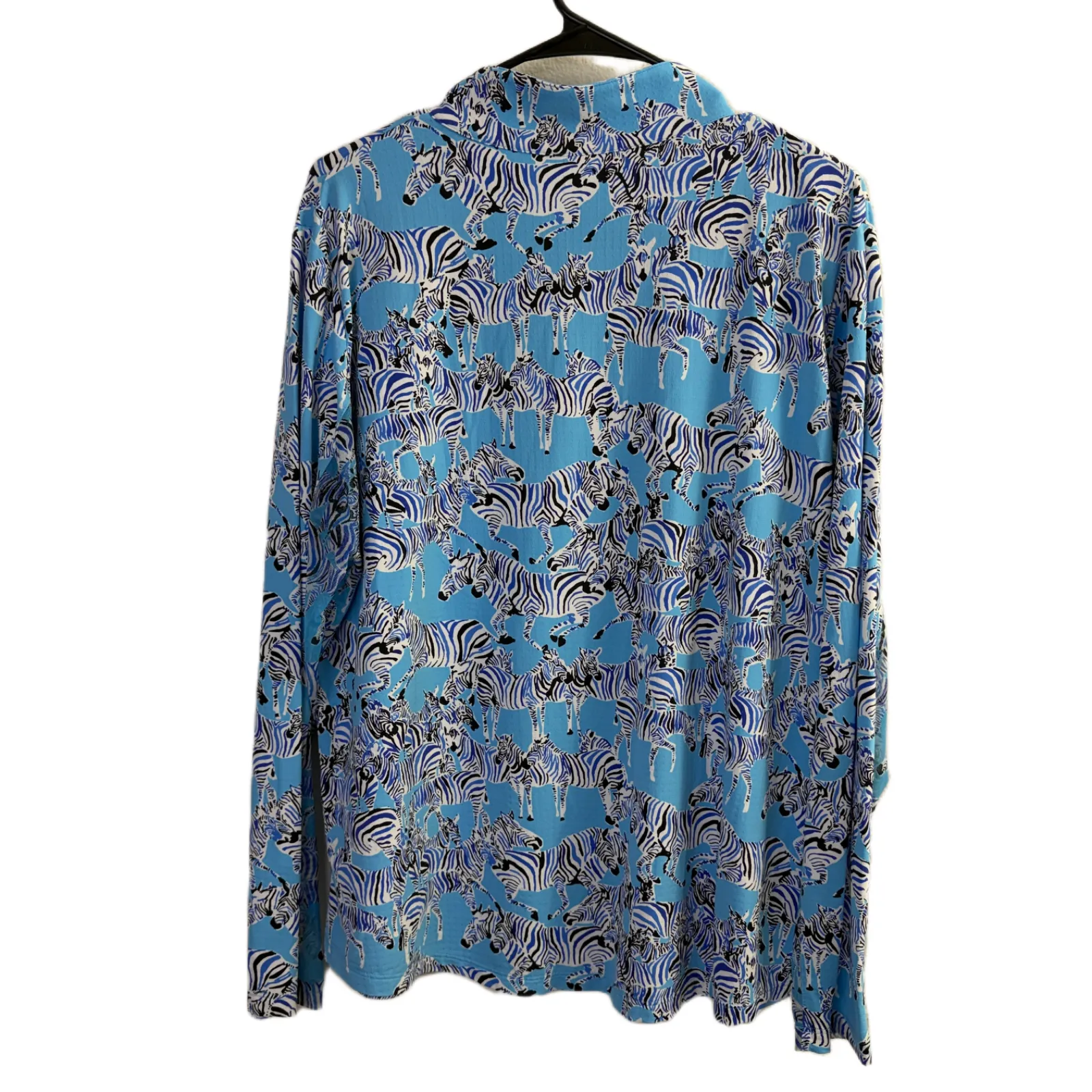 Ibkul Womens Long Sleeve Sun Shirt Womens XXL Blue 1/4 Zip Golf Outdoor UV Zebra - Image 7