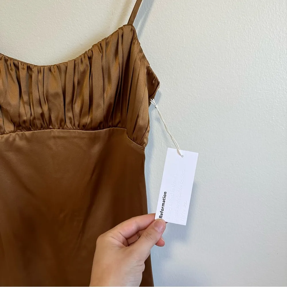 Reformation Mezcal mini dress Butterscotch size 2 100% silk! - Image 6