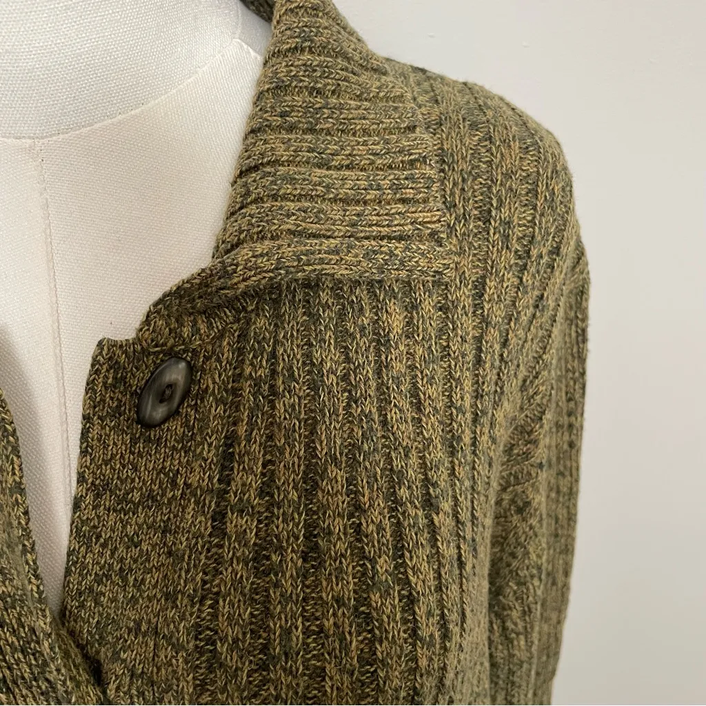 Vintage Nine & Company Sweater Tunic Knit Button Front Pocket Cotton Linen Green Size L - Image 5