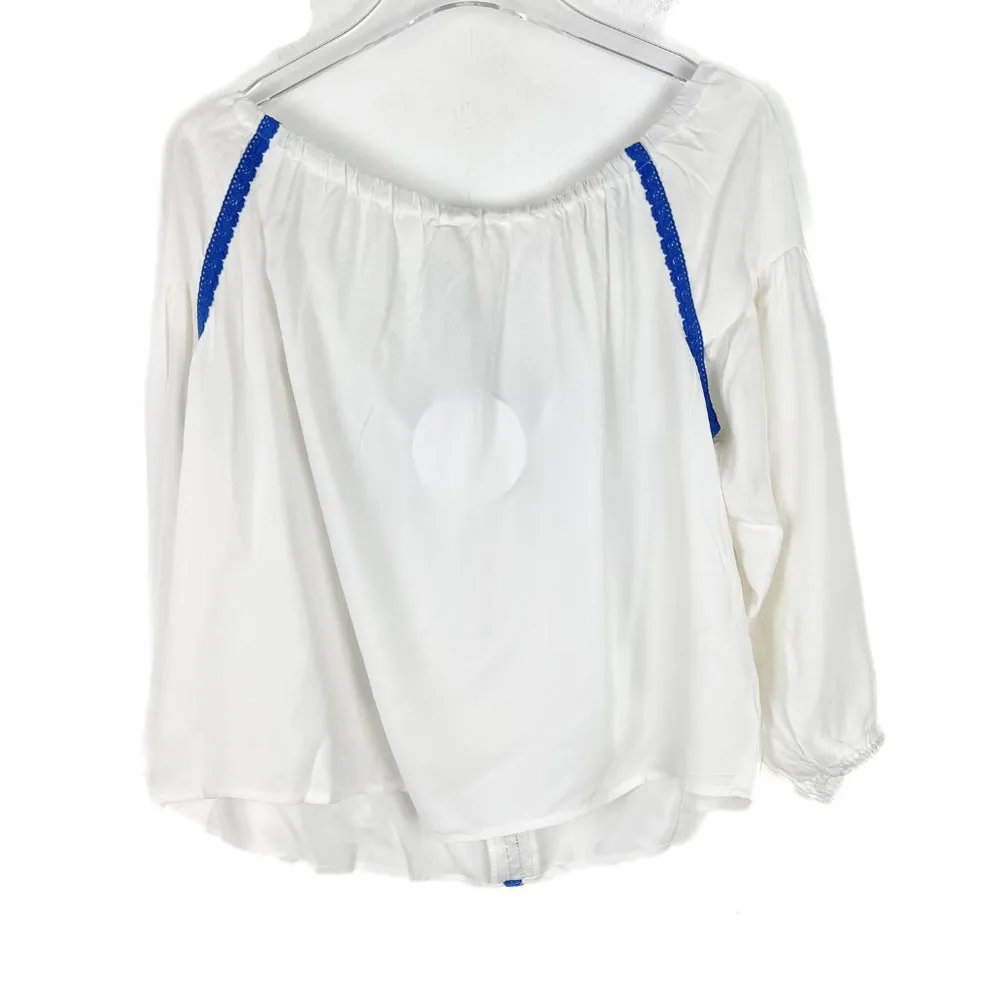 NWT Line & Dot Valor Embroidery Off the Shoulder Top White Size Large L NEW - Image 11