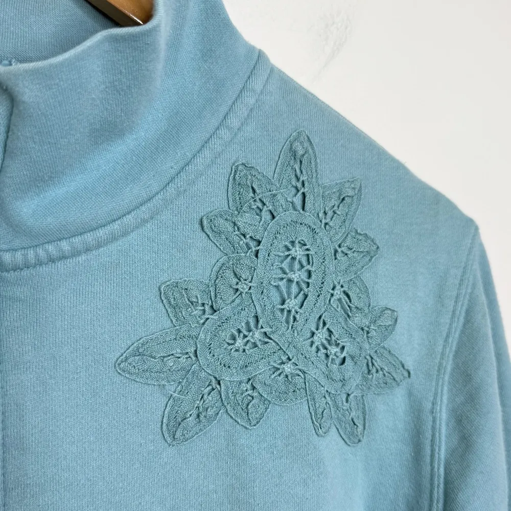 Relativity Zip Up Sweatshirt Jacket Women’s Size XL Blue Cotton - Image 2