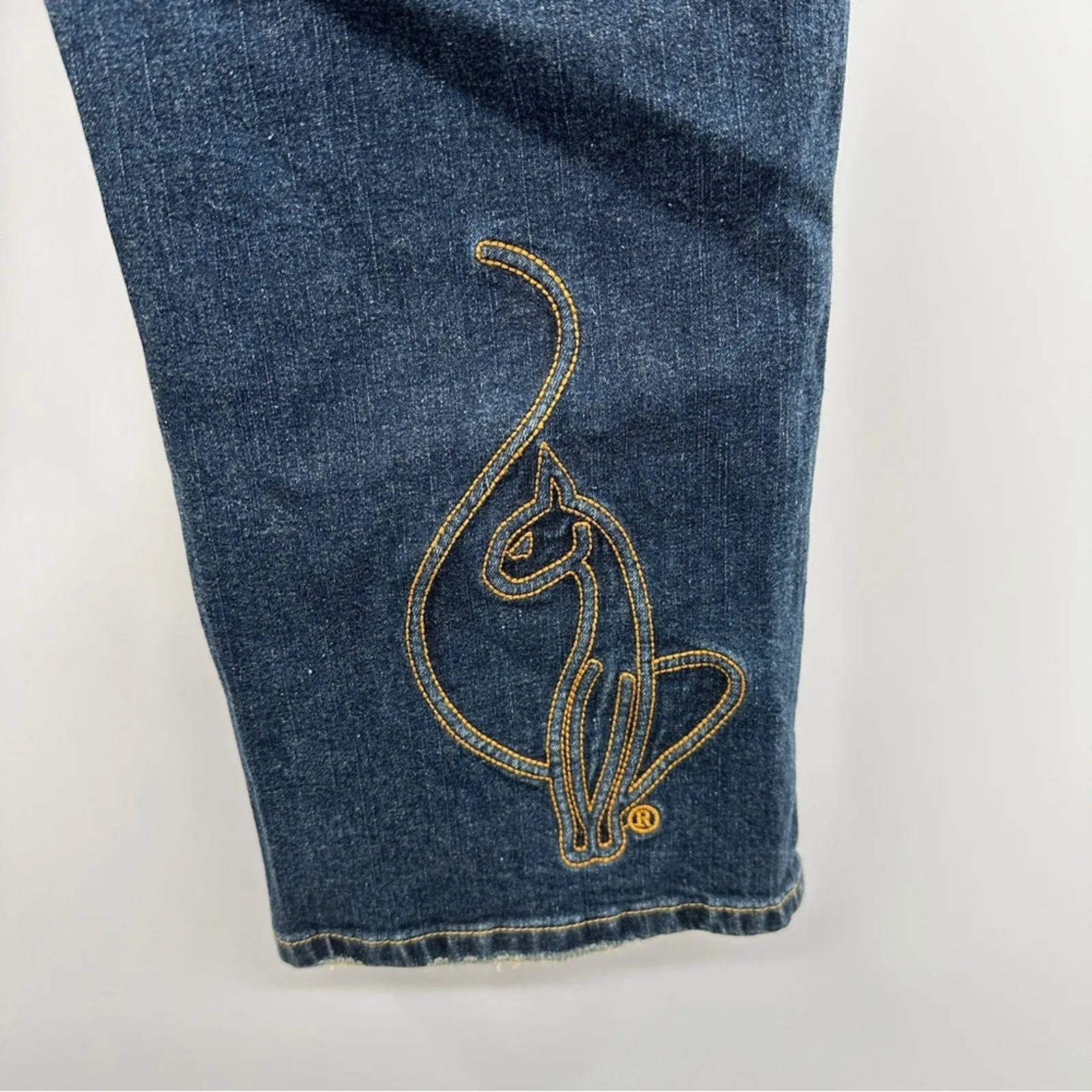 Baby Phat Y2K Dark Acid Wash High‎ Rise Straight Leg Cropped Jeans Size 14 - Image 5