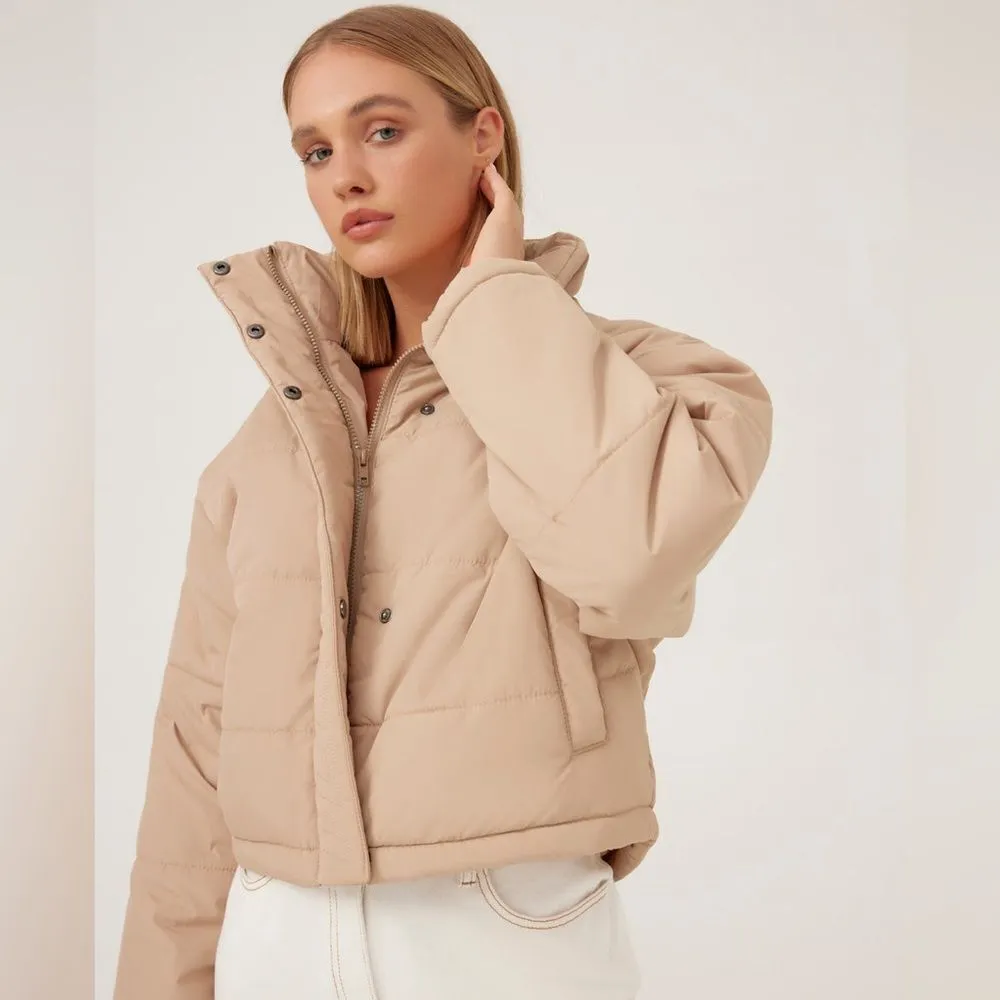 The Fifth Label Remake Puffer Tan Cropped Jacket Boxy‎ XS - Image 13