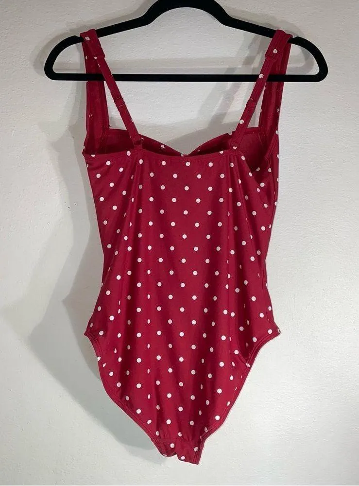 Nip Tuck Swim Size 6 Joanne Red Polka Dot One Piece Bikini - Image 2