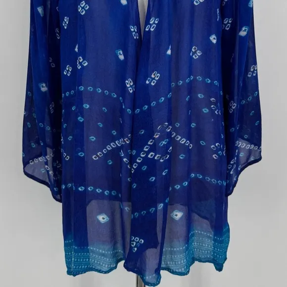 Soft Surroundings Blue Sheer Kimono Cardigan Large Boho Open‎ Front Lightweight - Image 3