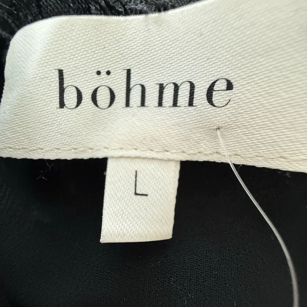 NWT Bohme Midi Dress Women's Large Black Lace Overlay Nude Cottage Core - Image 11