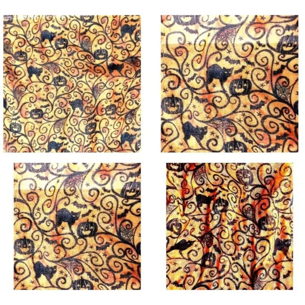 ViTG Halloween Neck Scarf Orange Black Cats Jack O Lantern Bats Spiderwe… - Image 11