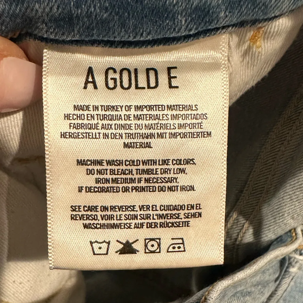 AGOLDE DISTRESSED DESTROYED RIPPED LIGHT BLUE DENIM JEANS 24 - Image 8