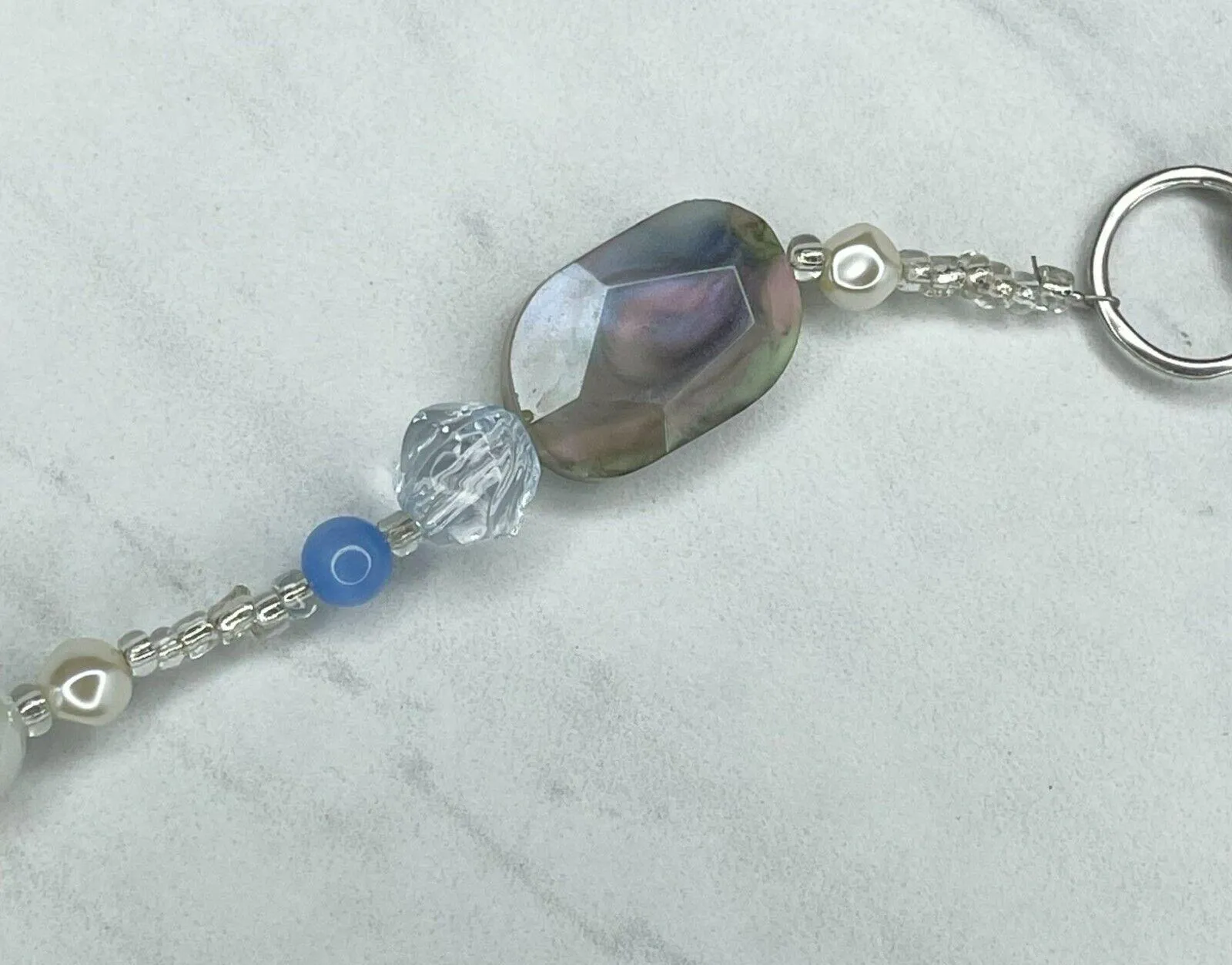 Chicos Silver Tone Blue Beaded Faux Suede Braided Long Necklace ✨ - Image 4