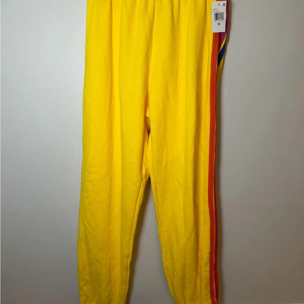 AVIATOR NATION Five Stripe Crewneck Sz S Sweatshirt & Pants Sz M Yellow NWT - Image 15