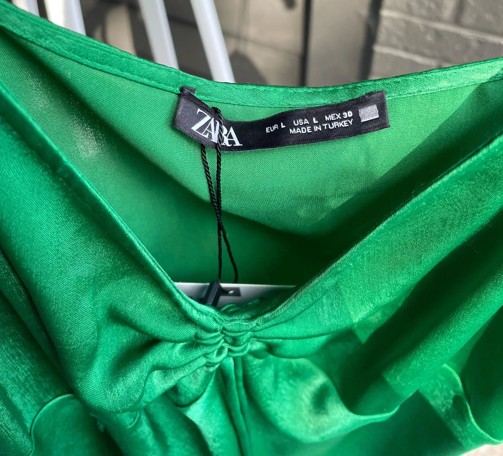 ZARA Green Satin Dress - Image 8