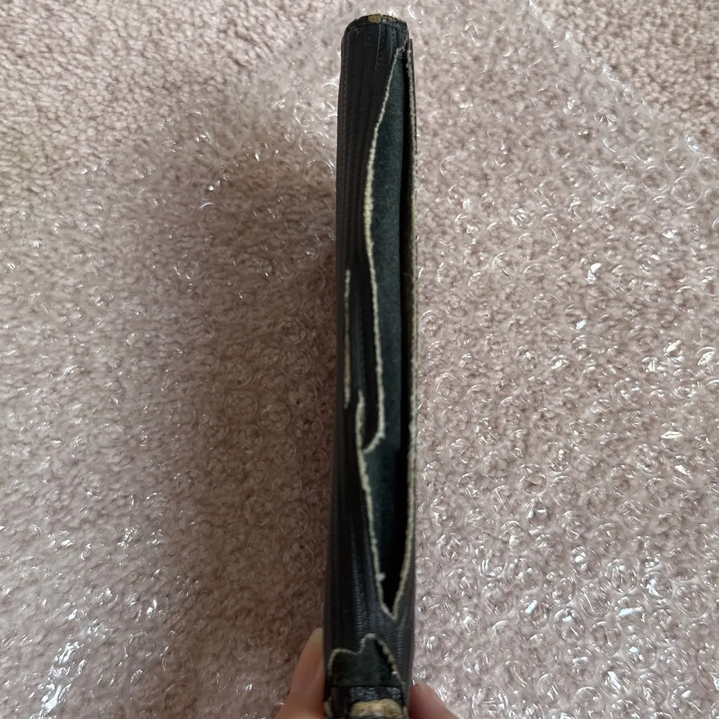 Bulgari Black Ribbed Long Bifold Wallet Milerige - Image 4