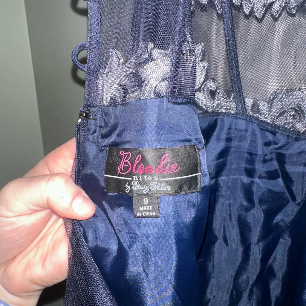 Blondie Nites Elegant Blue and Silver Gown - Image 6