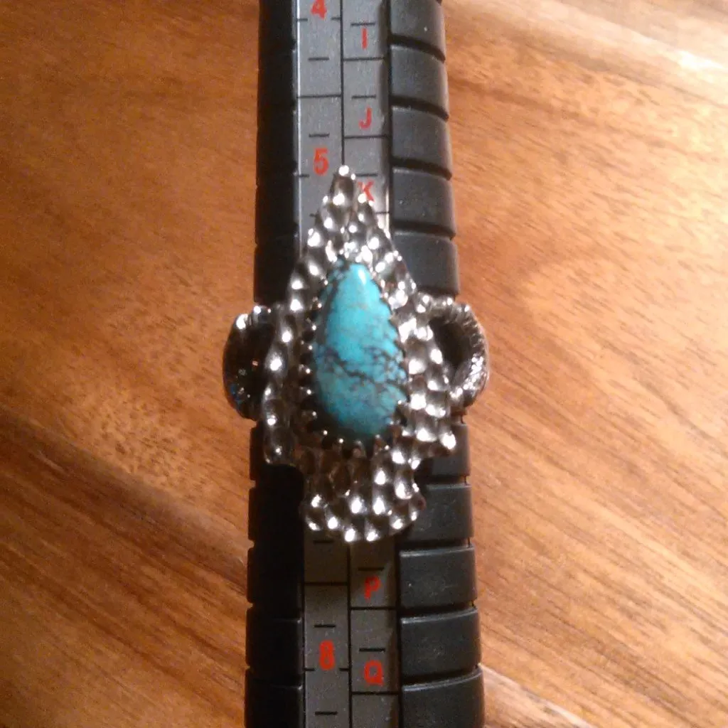 Artisan Crafted Blue Moon Turquoise Arrowhead Sterling Silver Ring (Size 6) - Image 4